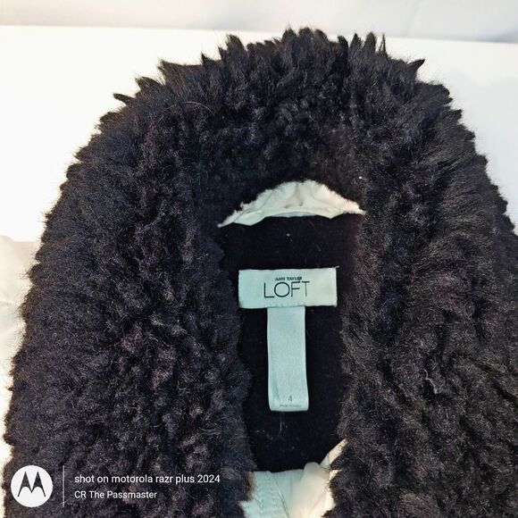 Women's Anne Taylor LOFT Down Puffer Jacket White Size 4 - Picture 8 of 8